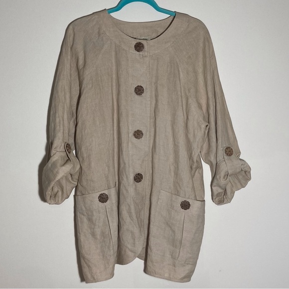 Neiman Marcus Jackets & Blazers - Neiman Marcus Exclusive 100% Linen Jacket | Snap Closure | Bold Buttons
